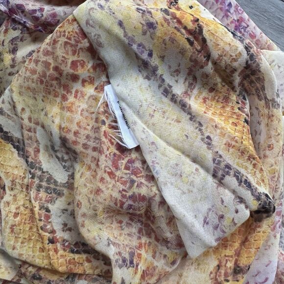 MARCIANO Kaftan Maxi Dress Size M L Orange Yellow Snake Print Boho Summer Beach - Picture 12 of 12